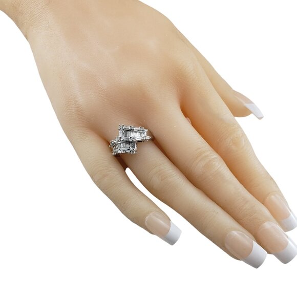 14 Karat White Gold and Diamond Bypass Ring Size 7 #19549 - Picture 6 of 7